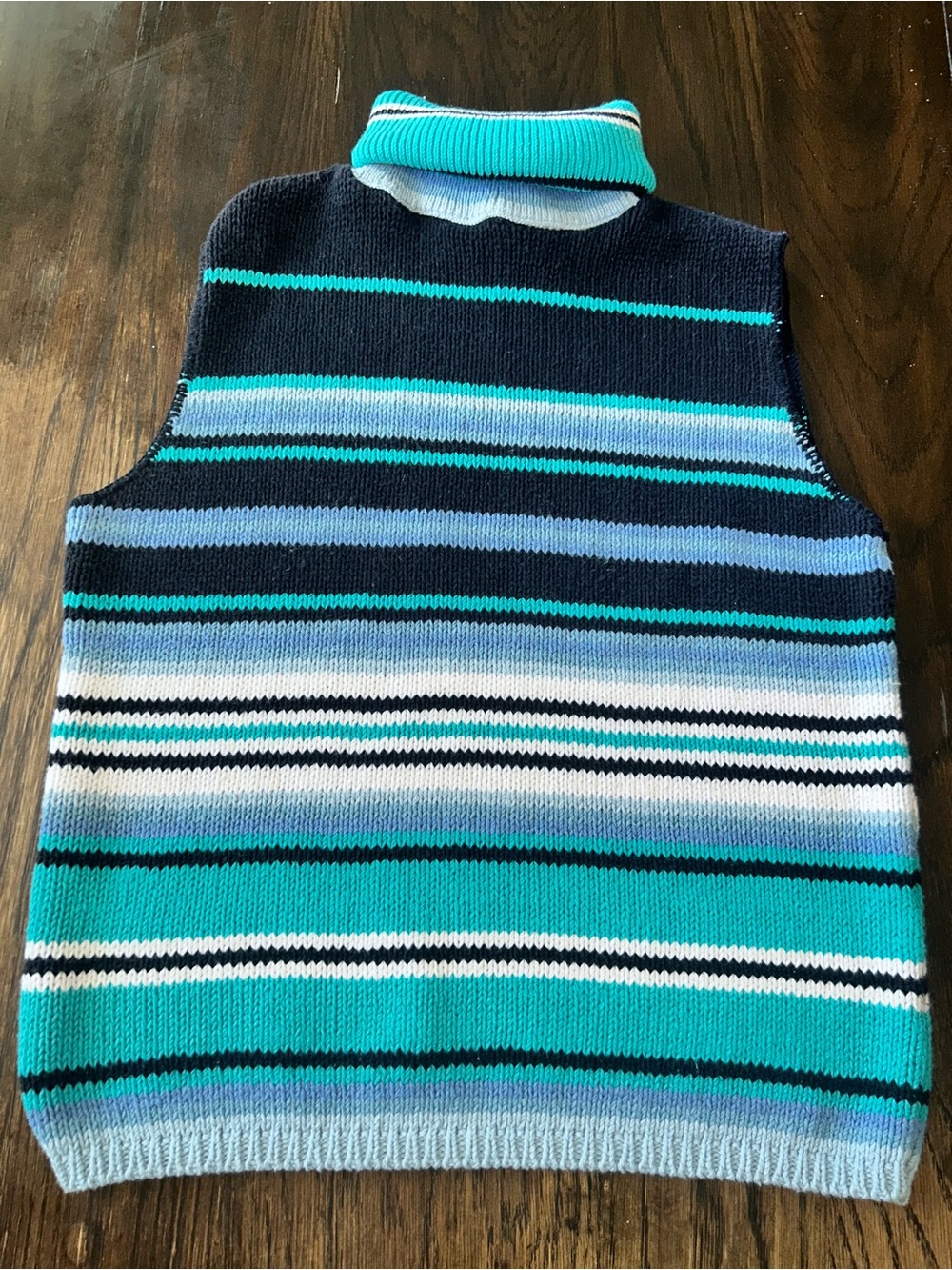 St. John’s Bay Striped Turtleneck Sweater Vest - Teal, Navy & Turquise